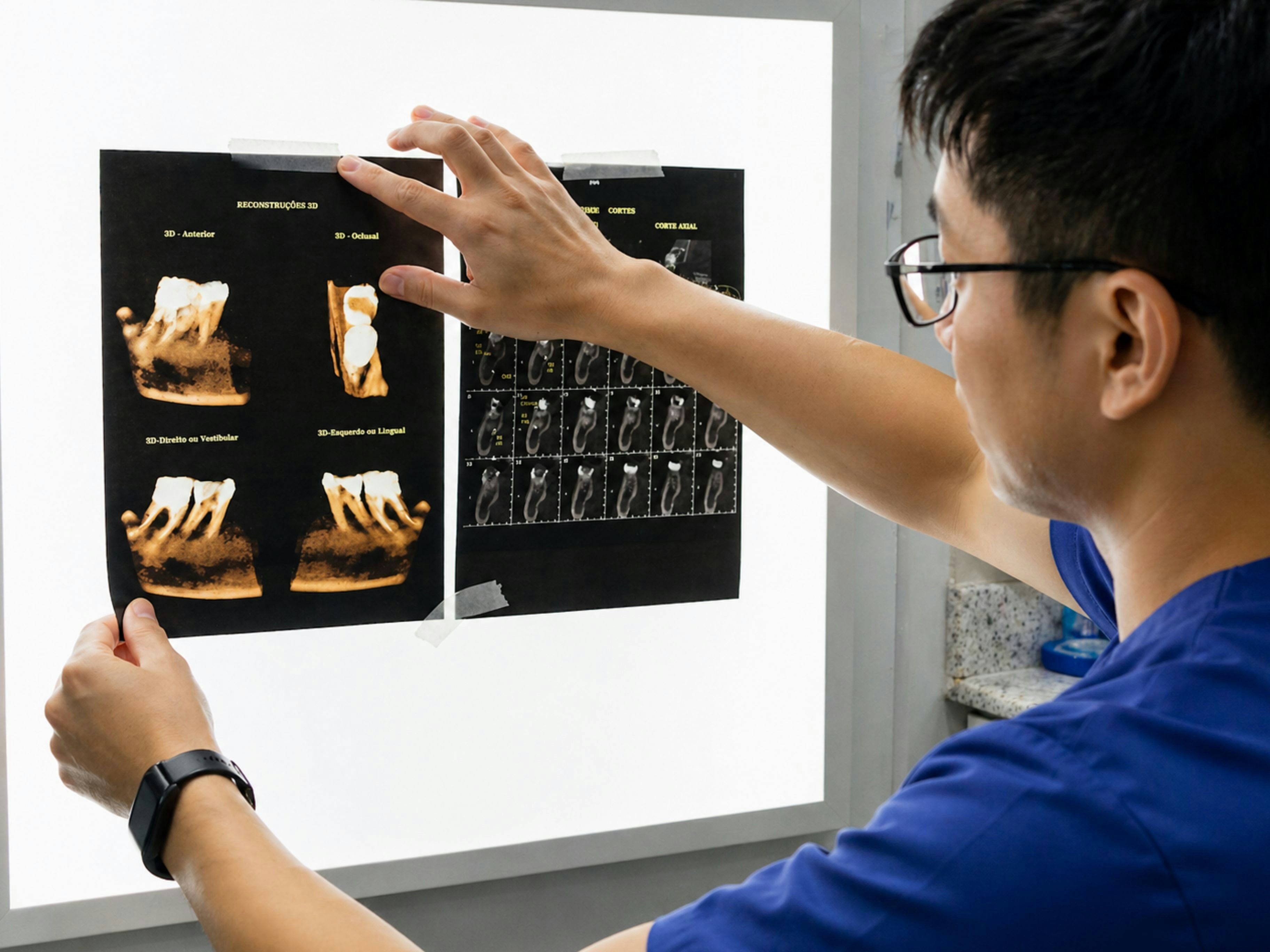 Clinician reviewing medical imaging
